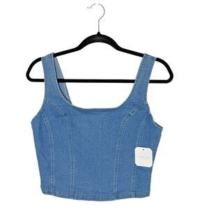 Altar’d State Denim Crop Top Size L Cowgirl Country Festival Concert Rodeo Boho